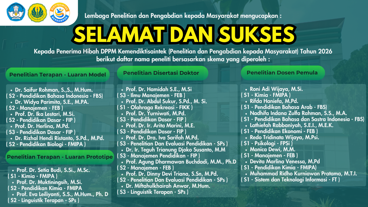 Selamat dan Sukses kepada Penerima Hibah DPPM Kemendiktisaintek Tahun ...