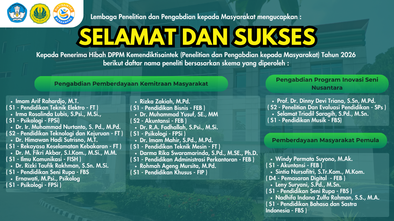 Selamat dan Sukses kepada Penerima Hibah DPPM Kemendiktisaintek Tahun ...